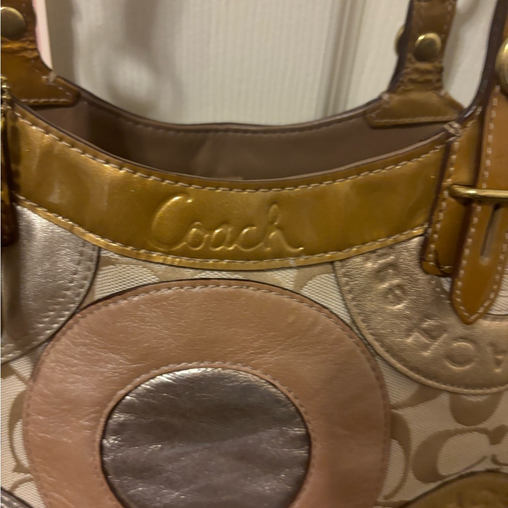 Coach Brown and Silver Signature Tote - Picture 8 of 12